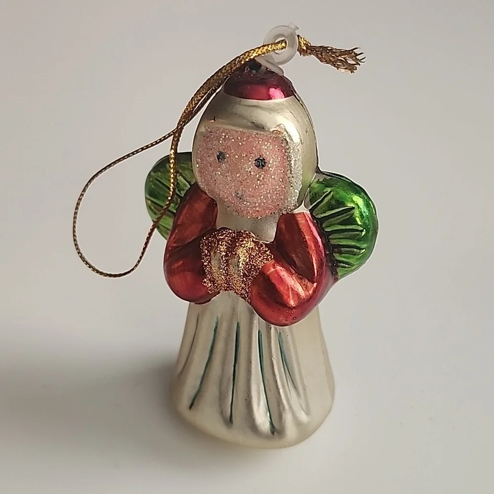 Vintage Christmas Mini Ornament Set Santa Angel Sleigh Rocking Horse Retro Decor